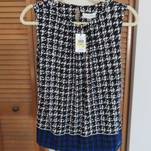 NWT Calvin Klein Sleeveless Houndstooth Blouse